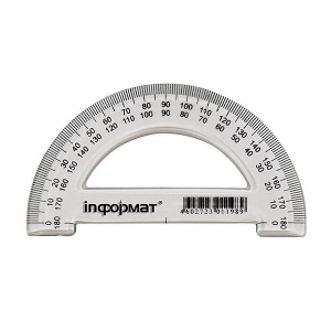 Транспортир 10см, 180° inФОРМАТ, пластик прозрачный (ТРПТ180-10)