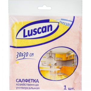 Салфетка хозяйственная Luscan (30х30см) микрофибра, 200 г/кв.м, желтая, 1шт.