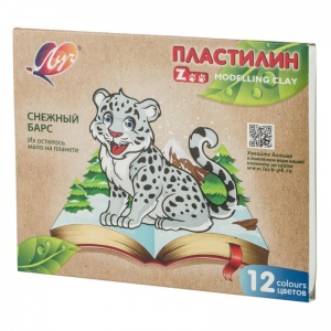 Пластилин 12 цветов Луч "Zoo", 180г, со стеком (29С 1722-08)