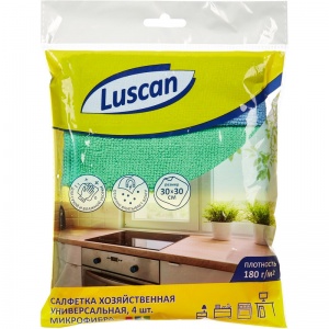 Салфетка хозяйственная Luscan (30х30см) микрофибра 180 г/кв.м, 4шт.